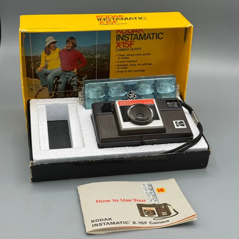 Vintage Kodak Instamatic X-15F‎ Camera Outfit 1976 Retro 126 Film Kit Boxed USA